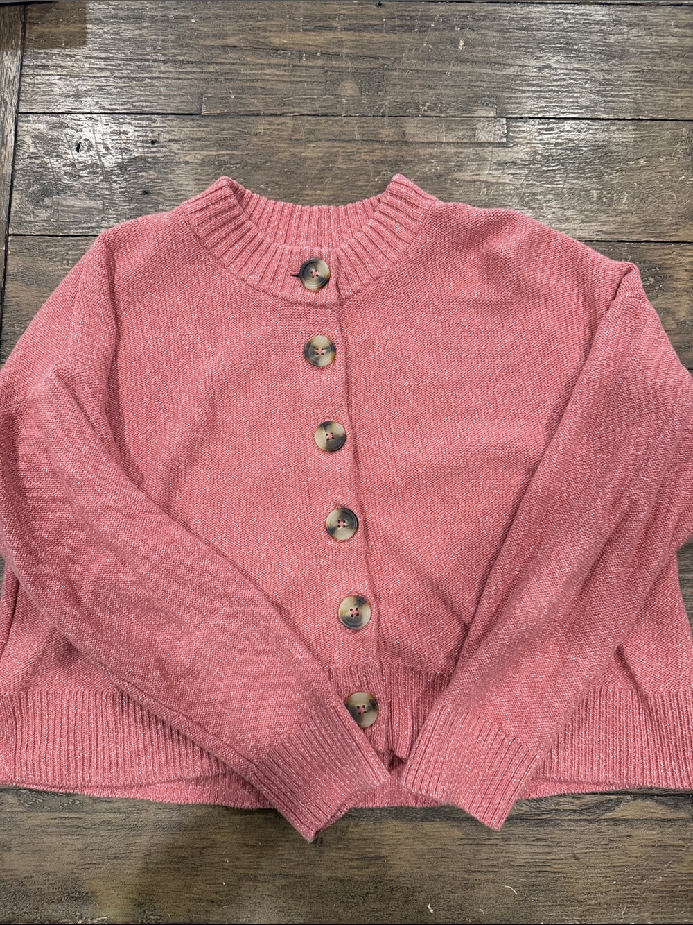 Madewell Women's Pink Button-Front Knit Sweater Cardigan